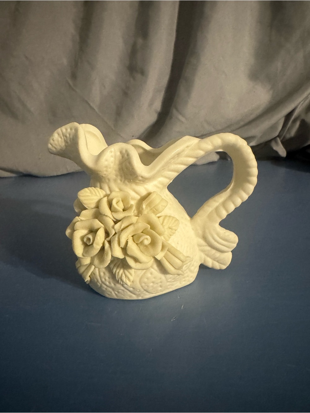 Decorative White Ceramic Rose Pitcher - Unbranded